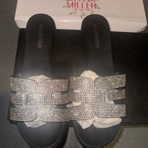 Olivia Miller Bling Black Sandals SZ 8.5